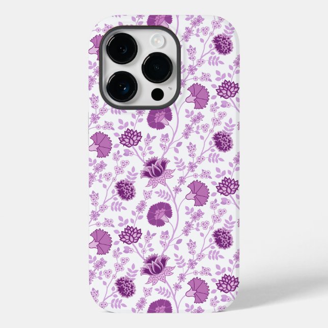 Jacobean Floral Repeat Pattern Pinks on White Case-Mate iPhone Case (Back)