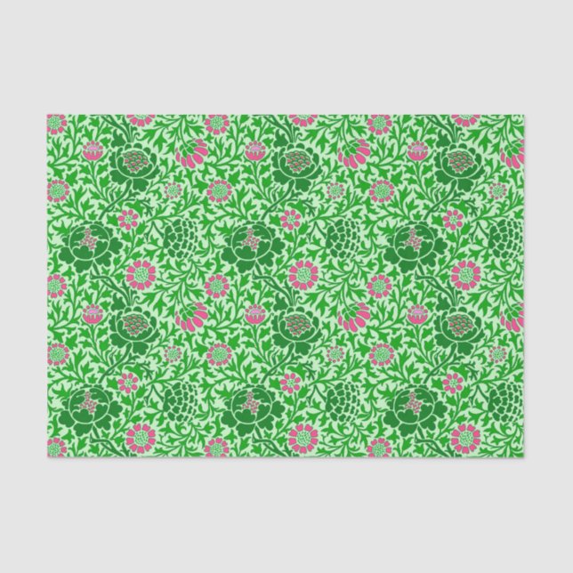 Jacobean Floral Wallpaper, Emerald and Lime Green Tissue Paper (Front)