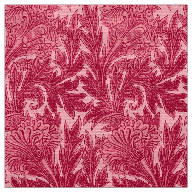 Jacobean Flower Damask, Fuchsia and Light Pink Fabric (Swatch)
