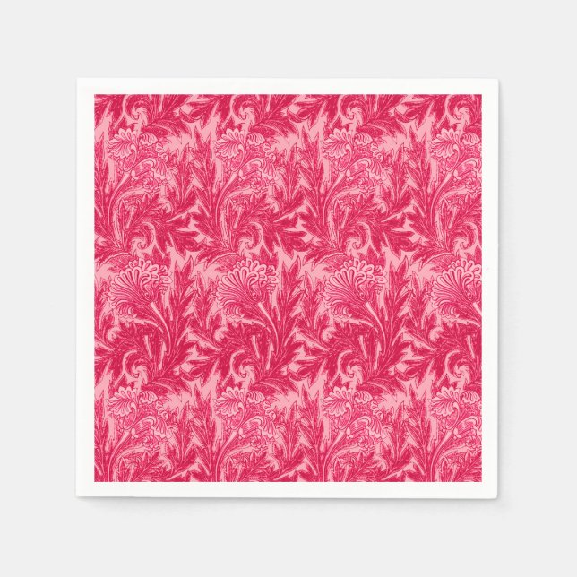 Jacobean Flower Damask, Fuchsia and Light Pink Napkin (Front)