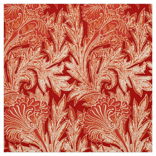 Jacobean Flower Damask, Mandarin and Light Orange Fabric (Swatch)