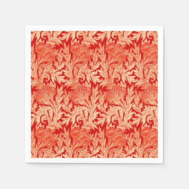 Jacobean Flower Damask, Mandarin and Light Orange Napkin (Front)