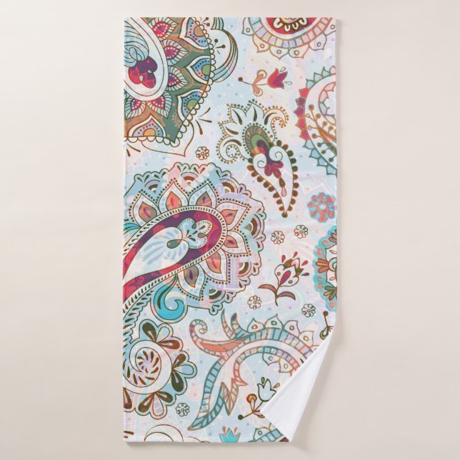Jacobean seamless pattern. Flowers background, eth Bath Towel (Bath Towel)