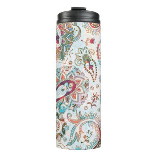 Jacobean seamless pattern. Flowers background, eth Thermal Tumbler