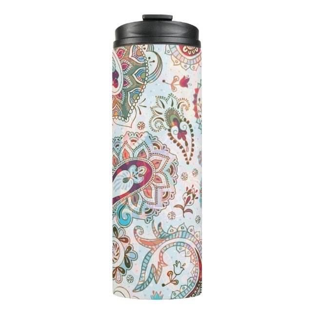 Jacobean seamless pattern. Flowers background, eth Thermal Tumbler (Front)
