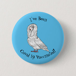 Jacobin pigeon bird cartoon illustration 6 cm round badge