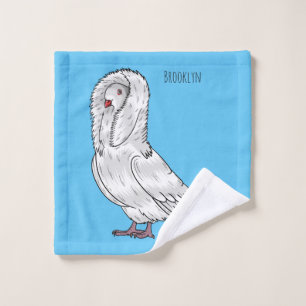 Jacobin pigeon bird cartoon illustration bath towel set