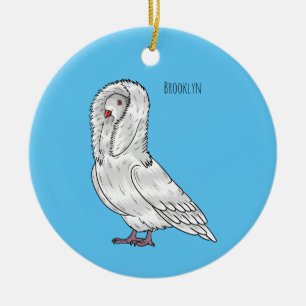 Jacobin pigeon bird cartoon illustration ceramic ornament