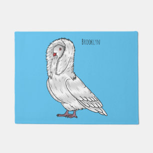 Jacobin pigeon bird cartoon illustration doormat
