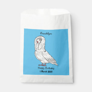 Jacobin pigeon bird cartoon illustration  favour bag
