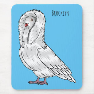 Jacobin pigeon bird cartoon illustration  mouse pad