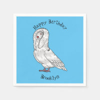 Jacobin pigeon bird cartoon illustration