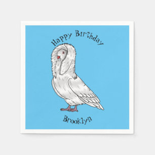Jacobin pigeon bird cartoon illustration  napkin