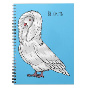 Jacobin pigeon bird cartoon illustration notebook