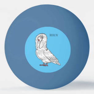 Jacobin pigeon bird cartoon illustration  ping pong ball