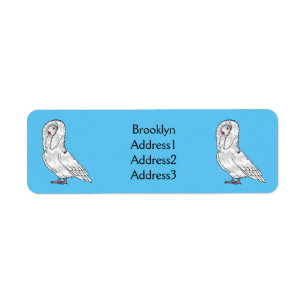 Jacobin pigeon bird cartoon illustration return address label