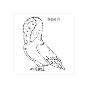Jacobin pigeon bird cartoon illustration rubber stamp