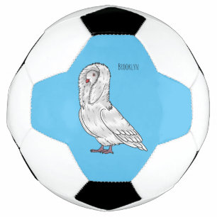 Jacobin pigeon bird cartoon illustration soccer ball