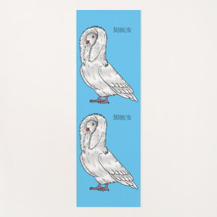 Jacobin pigeon bird cartoon illustration yoga mat