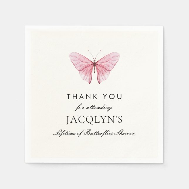 Jacqlyn's Lifetime of Butterflies Shower Thank You Napkin (Front)