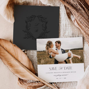 Jacquard Crest Save the Date Wedding Photo Card