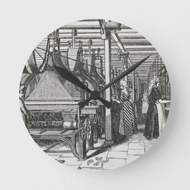 Jacquard Power Looms (engraving) Round Clock (Front)