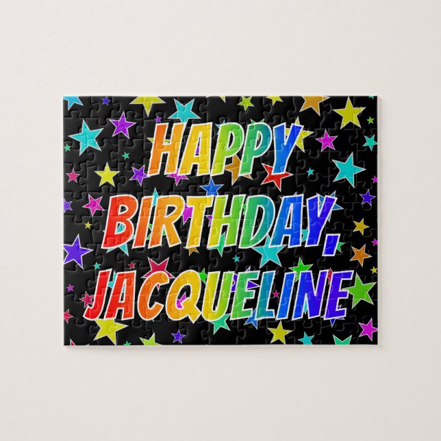 "JACQUELINE" First Name, Fun "HAPPY BIRTHDAY" Jigsaw Puzzle (Horizontal)