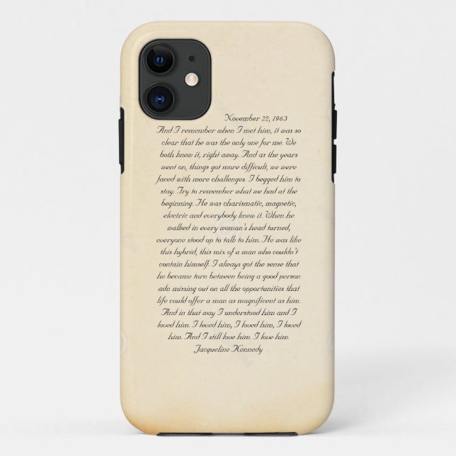 Jacqueline Kennedy's letter to John F. Kennedy Case-Mate iPhone Case (Back)