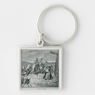 Jacques Cartier  Setting up a Cross at Gaspe Key Ring