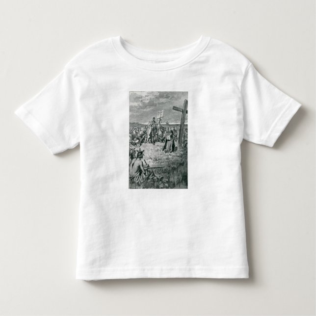 Jacques Cartier  Setting up a Cross at Gaspe Toddler T-Shirt (Front)