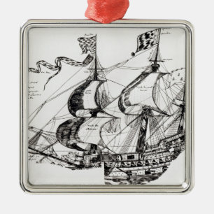 Jacques Cartier's ship, 'Rarete Indes Metal Tree Decoration