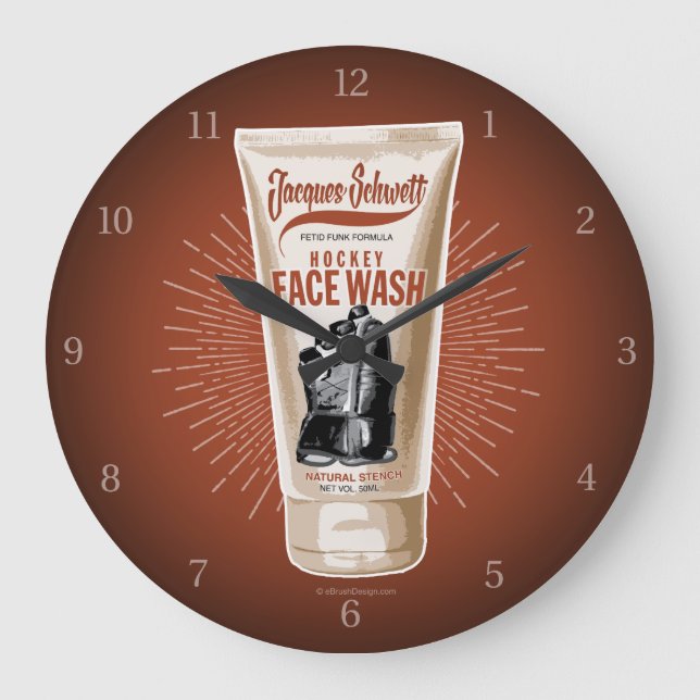 Jacques Schwett Hockey Face Wash Large Clock (Front)