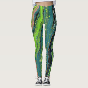 Jada 3 Crazy Green Abstract Leggings