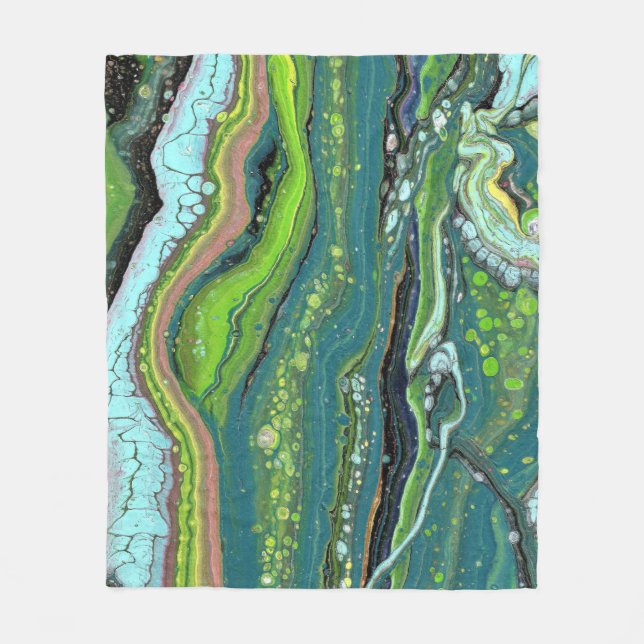 Jada 3 Crazy Green Abstract Throw Blanket (Front)