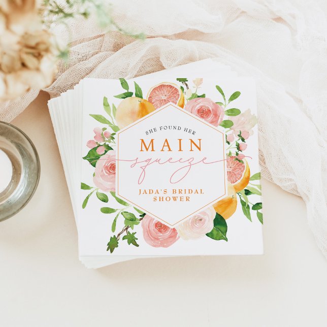JADA Citrus Fruit Main Squeeze Bridal Shower Napkin (Creator Uploaded)