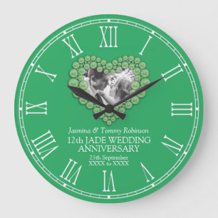 Jade 12th wedding anniversary custom photo large clock
