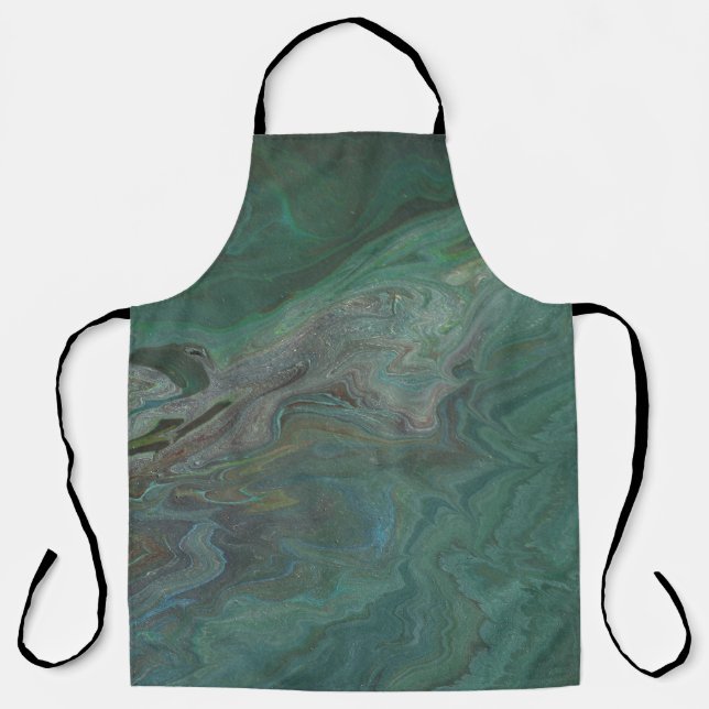 Jade 2 Deep Green Abstract Apron (Front)