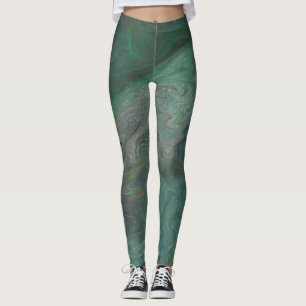 Jade 2 Deep Green Abstract Leggings