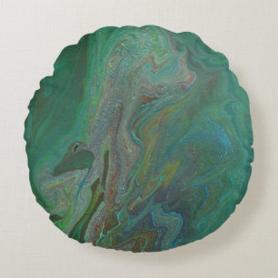 Jade 3 Fluid Deep Green Abstract Accent Pillow