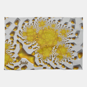 JADE ~ 3D Golden Lava ~ Fractal ~ ORIGINAL ~ Tea Towel
