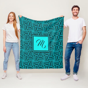 Jade And Black Fleece Blanket Monogram