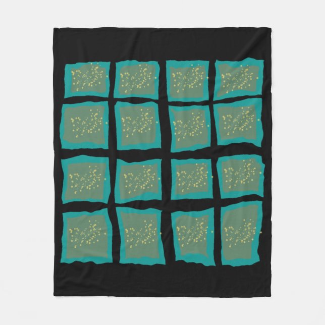 Jade and Turquoise with Gold  Fleece Blanket (Front)