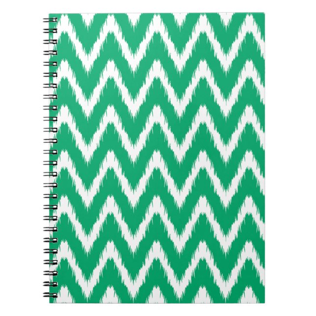 Jade Asian Moods Ikat Chevrons Notebook (Front)