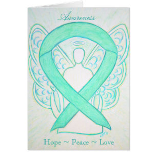 Jade Awareness Ribbon Angel Greeting Card