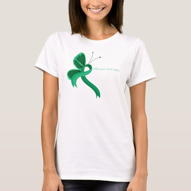 Jade Awareness Ribbon Butterfly T-Shirt (Front)