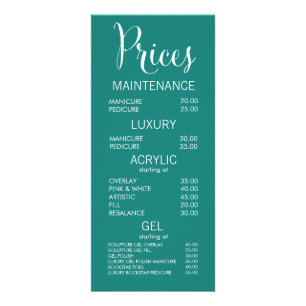 Jade Beauty Salon Menu Price List Cards