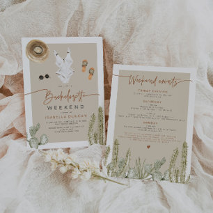 JADE Bohemian Desert Cactus Bachelorette Itinerary Invitation