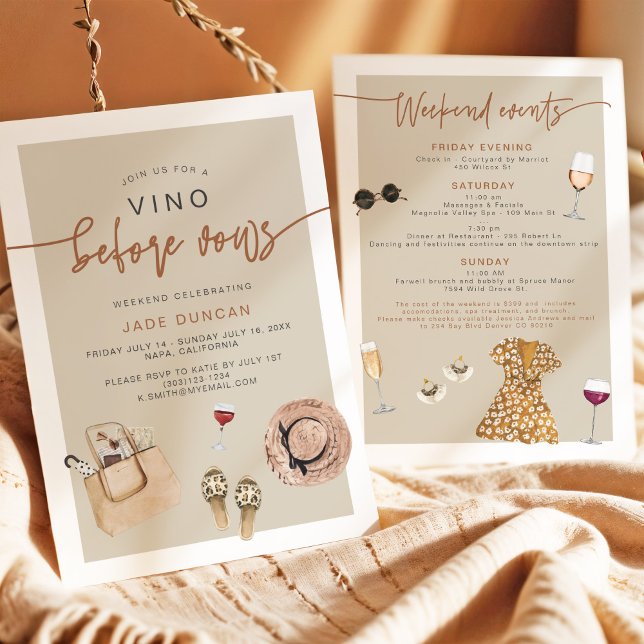 JADE Bohemian Napa Wine Country Bachelorette Invit Invitation (Creator Uploaded)