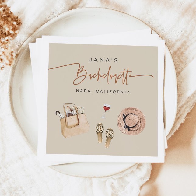 JADE Bohemian Napa Wine Country Bachelorette Napkin (Creator Uploaded)