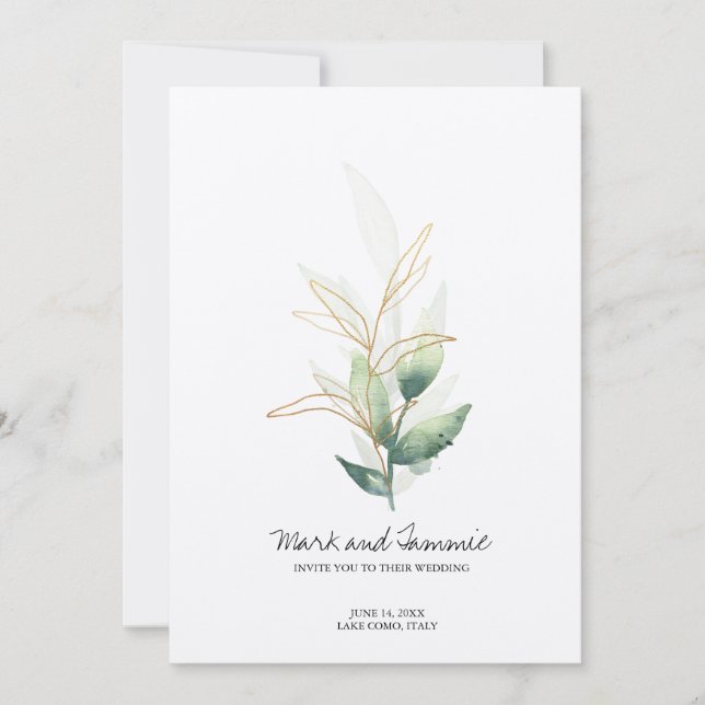 Jade Botanical Wedding Invitation (Front)
